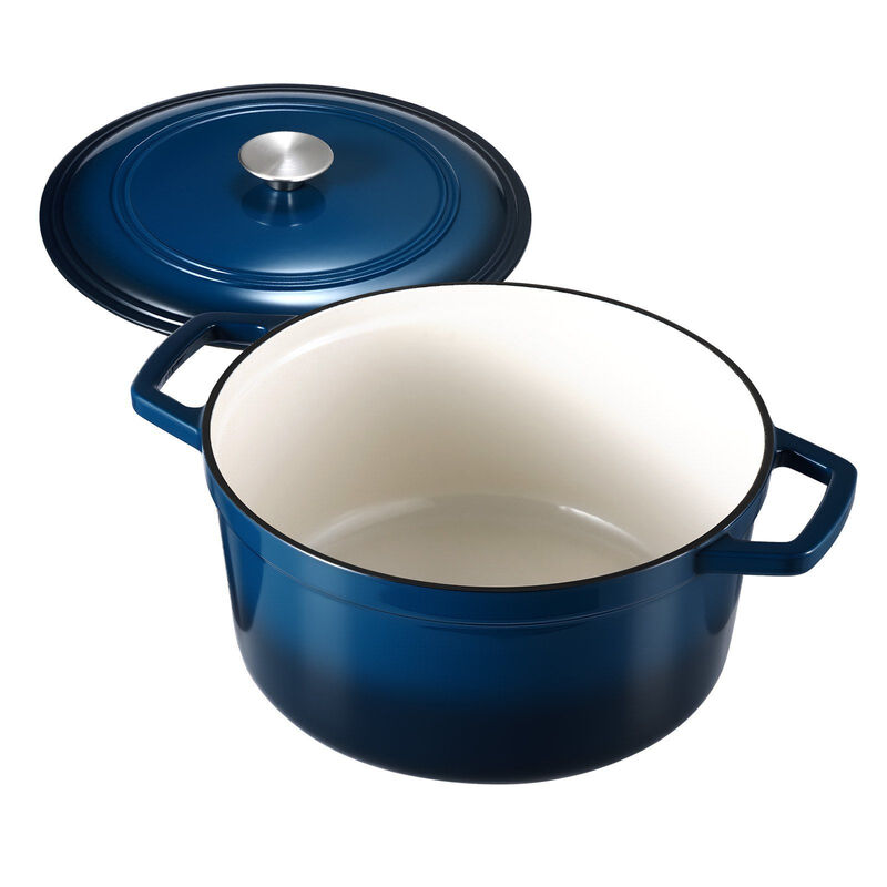 Cast Iron Dutch Oven 6 Quart Enameled Pot with Lid, Induction Compatible Cookware-Blue image number 5