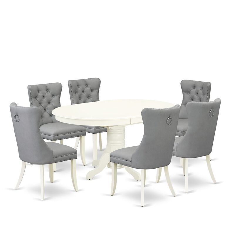 7 Piece Dining Set Consists of an Oval Kitchen Table with Butterfly Leaf