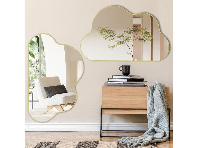 Gold Irregular Cloud Shaped Wall Mirror 20.5x33.5 Inch Decorative Mirror for Home image number 1