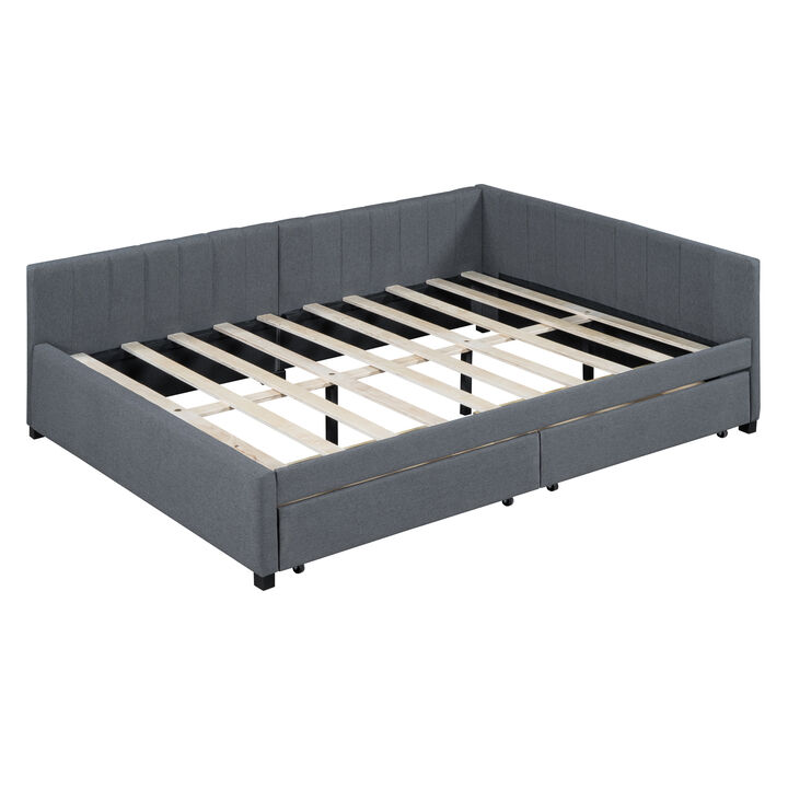 Whisen Classic Design Full Size Upholstered Daybed with 2 Storage Drawers