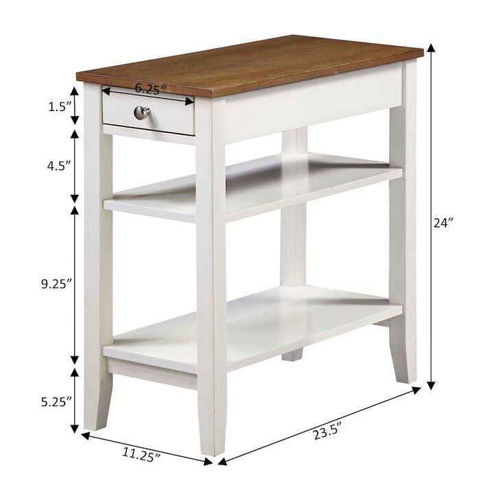 Convenience Concepts American Heritage 1 Drawer Chairside End Table with Shelves