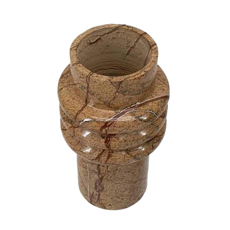 HomeRoots 8" Brown Genuine Marble Ridged Table Vase image number 2