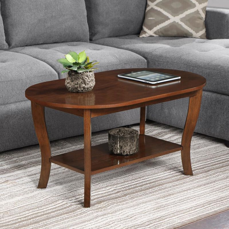 Convenience Concepts American Heritage Oval Coffee Table with Shelf