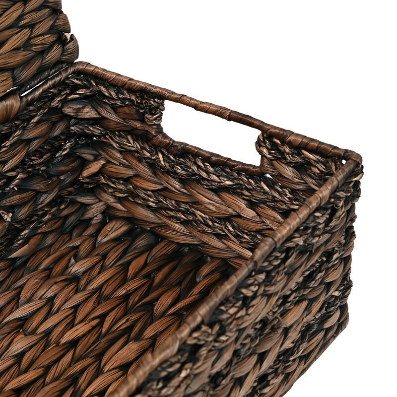 Sandrine Classic Farmhouse Handwoven Hyacinth Storage Baskets with Handles and Lids