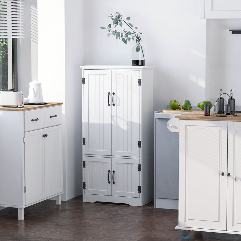 Modern Freestanding Storage Hutch Furniture with 2 Large Doors and 2 Small Doors
