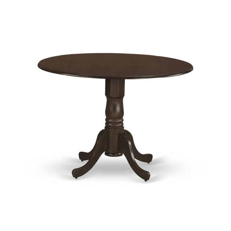 Dublin Round Table with two 9" Drop Leaves in Saddle Brown Finish