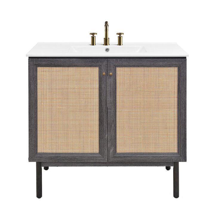36" Freestanding Bathroom Vanity with 3-Hole Widespread Sink Top