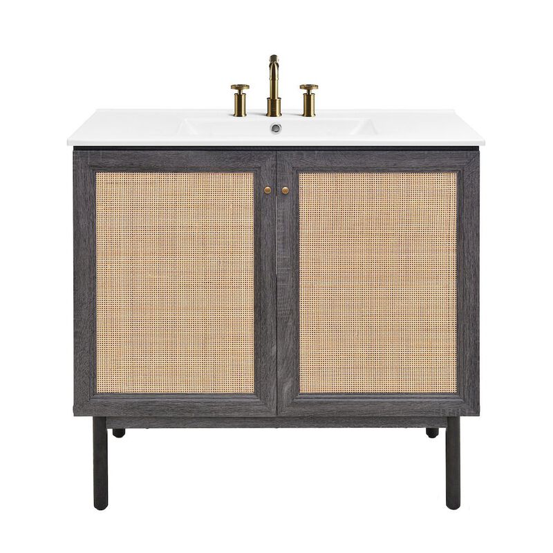 36" Freestanding Bathroom Vanity with 3-Hole Widespread Sink Top image number 0