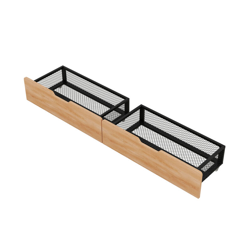 Whisen Metal Full Size Convertible Bunk Bed with 2 Drawers and Ladder - Black