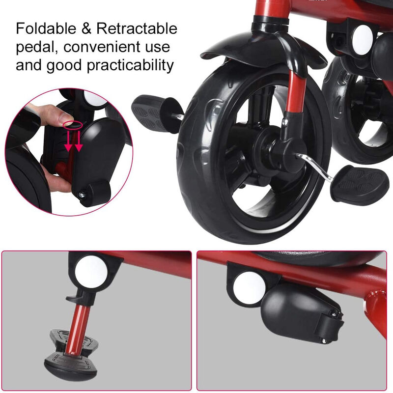 4-in-1 Toddler Tricycle with Adjustable Push Handle and Growing Design image number 3