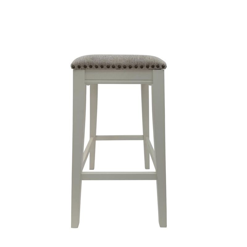 Carolina Living 30 Saddle Barstool - Set of 2 - Missouri White - Fawn Chenille Upholstery