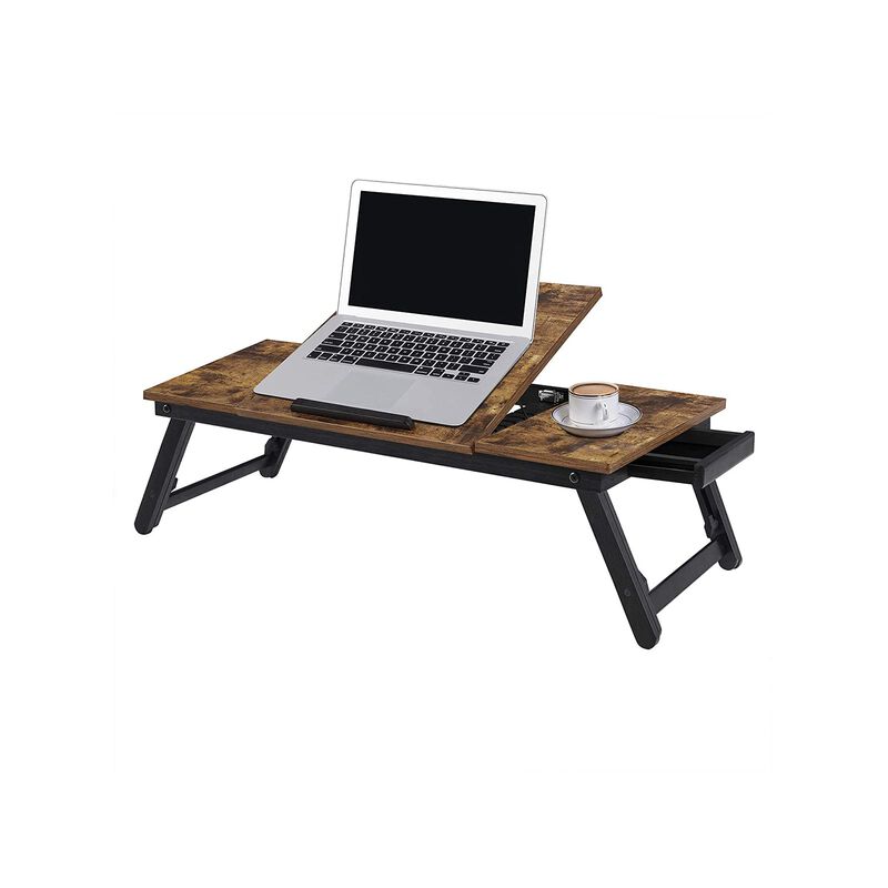 BreeBe Brown & Black Laptop Table with Adjustable Top