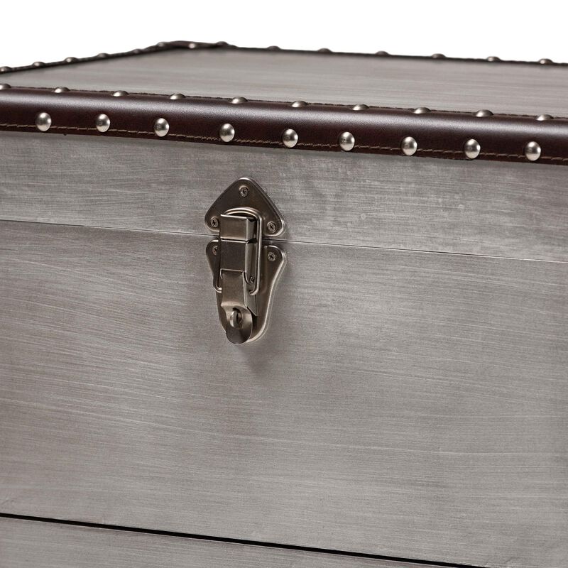 Baxton Studio Calidore Vintage Silver Metal 2 Drawer End Table