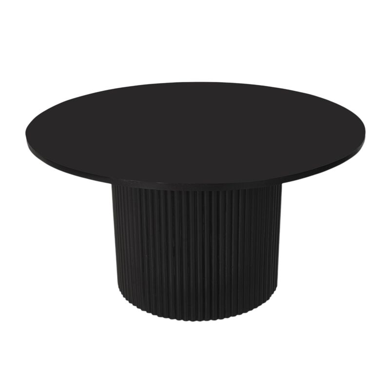 HomeRoots 36" Black Solid Wood Round Pedestal Coffee Table image number 0