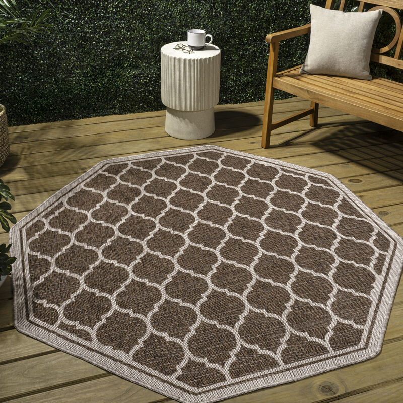 Trebol Moroccan Trellis Textured Weave Octagon Indoor/Outdoor Area Rug