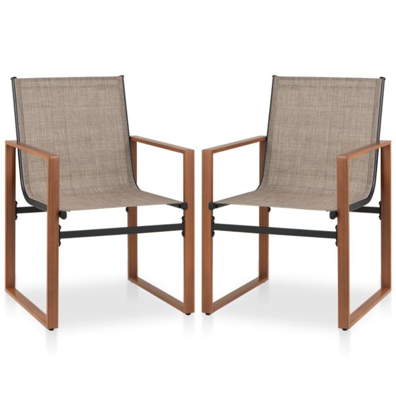 Hivvago Outdoor Dining Chairs with Breathable Seat and Backrest Set of 2