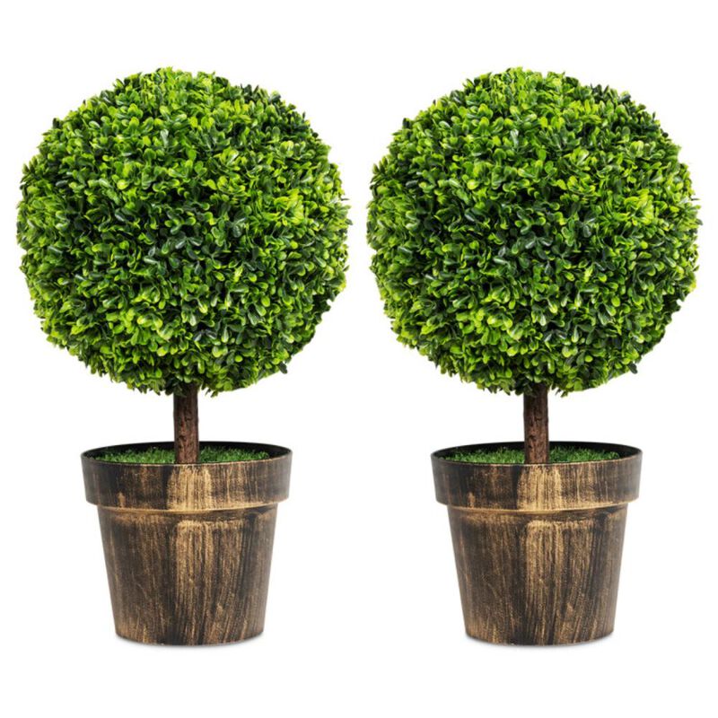 Hivvago Artificial Ball Tree set of 2 with Natural Look and Water Resistance
