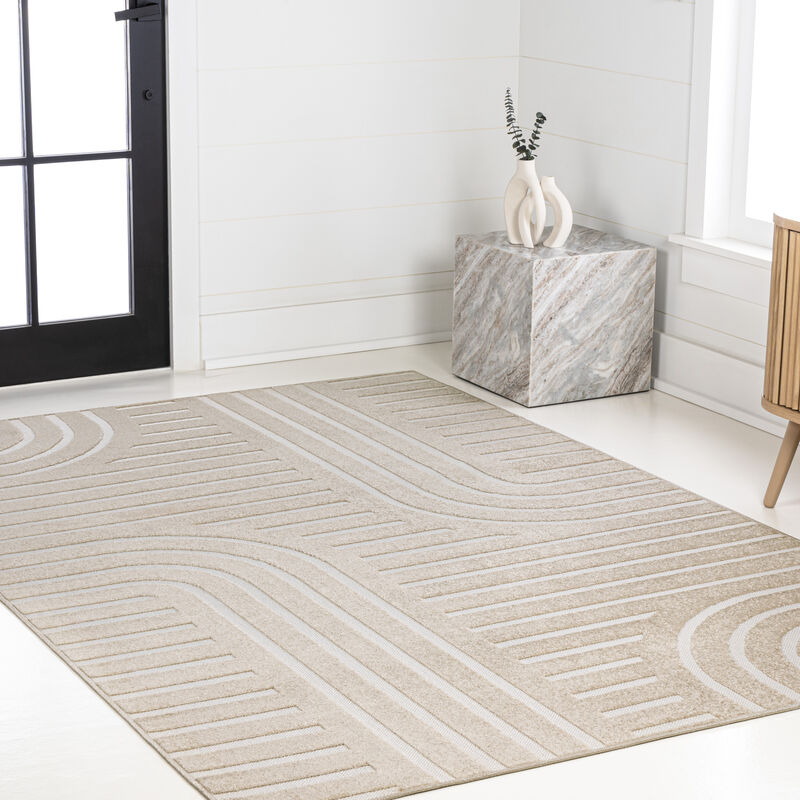 Anders MidCentury Modern Arch Stripe Two-Tone High-Low Indoor Area Rug