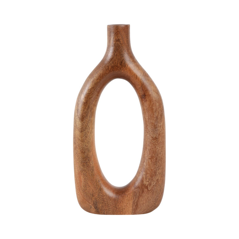 14x7" Open Cut-out Wood Vase image number 0