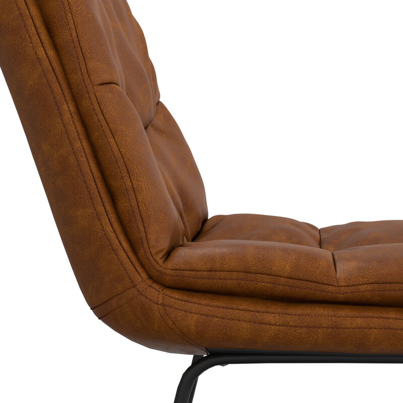 Danika Mid-Century Modern Counter Height stool (Set of 2) in Camel Brown Vegan Faux Leather