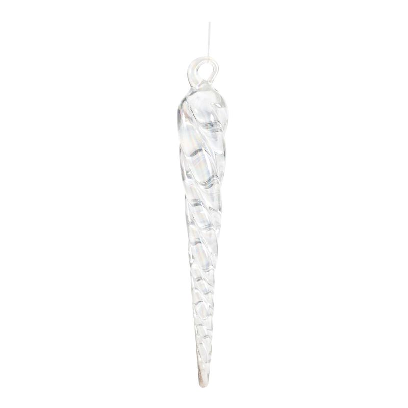 Glass Icicle Tree Ornaments (Set of 24) – Clear Glass Hanging Drops for Classic or Rustic Holiday Styling