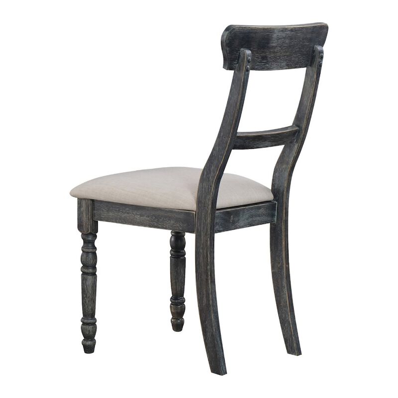 Simple Relax Set of 2 Light Brown Linen Side Chairs in Weathered Gray image number 2