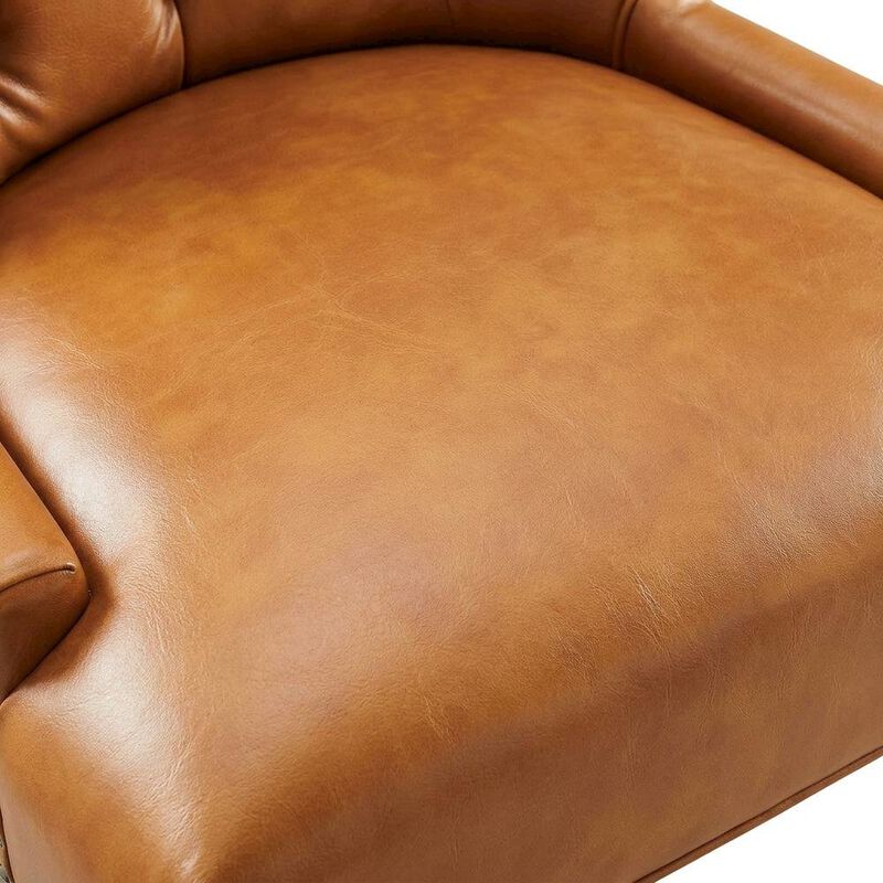 Tufted Vegan Leather Upholstered Dining Chair for Dining Room, Tan image number 5