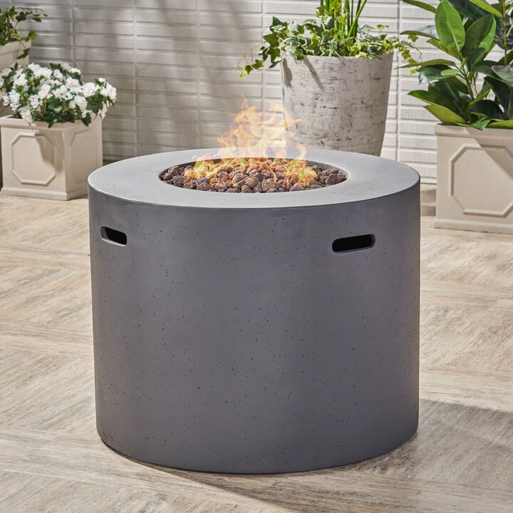 Mondawe 31 in. Dark Grey Round Column Heating Outdoor Fire Pit Table