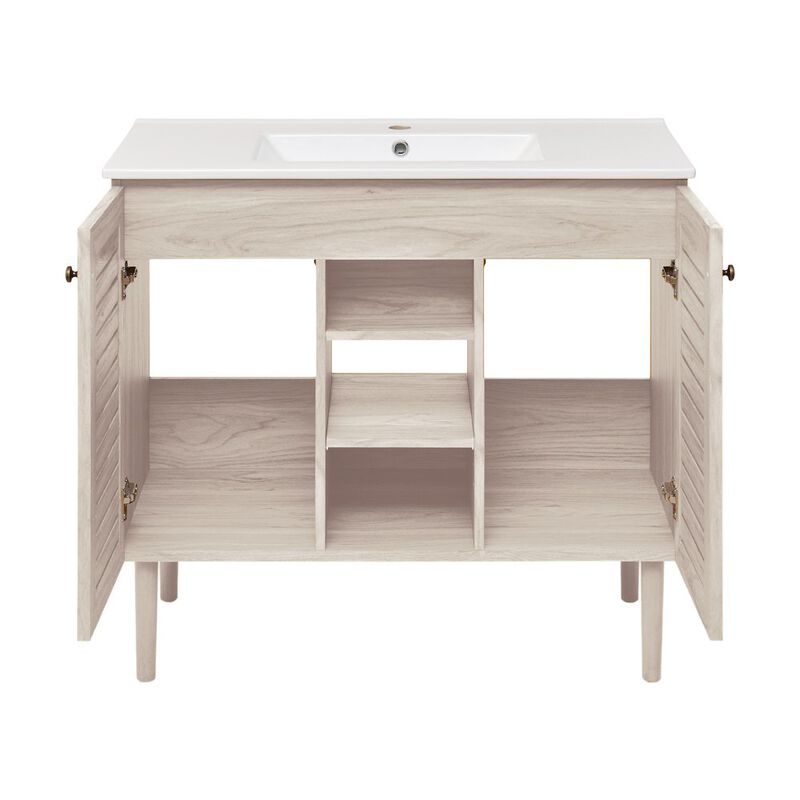 Bron 36" Freestanding Bathroom Vanity in White Oak with Sink Top image number 8