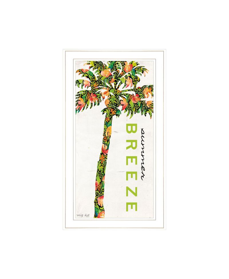 HomeRoots Set Of Two Summer Breeze Funky Palm Trees White Framed Wall Art image number 2