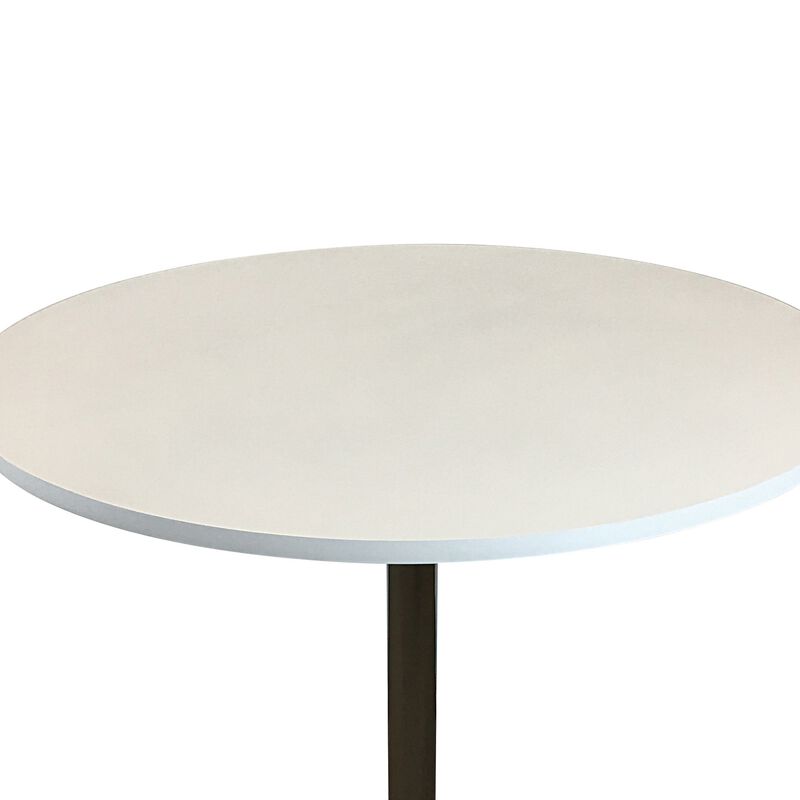 Mari 36 Inch Counter Height Table, White Round Top and Stainless Steel Base