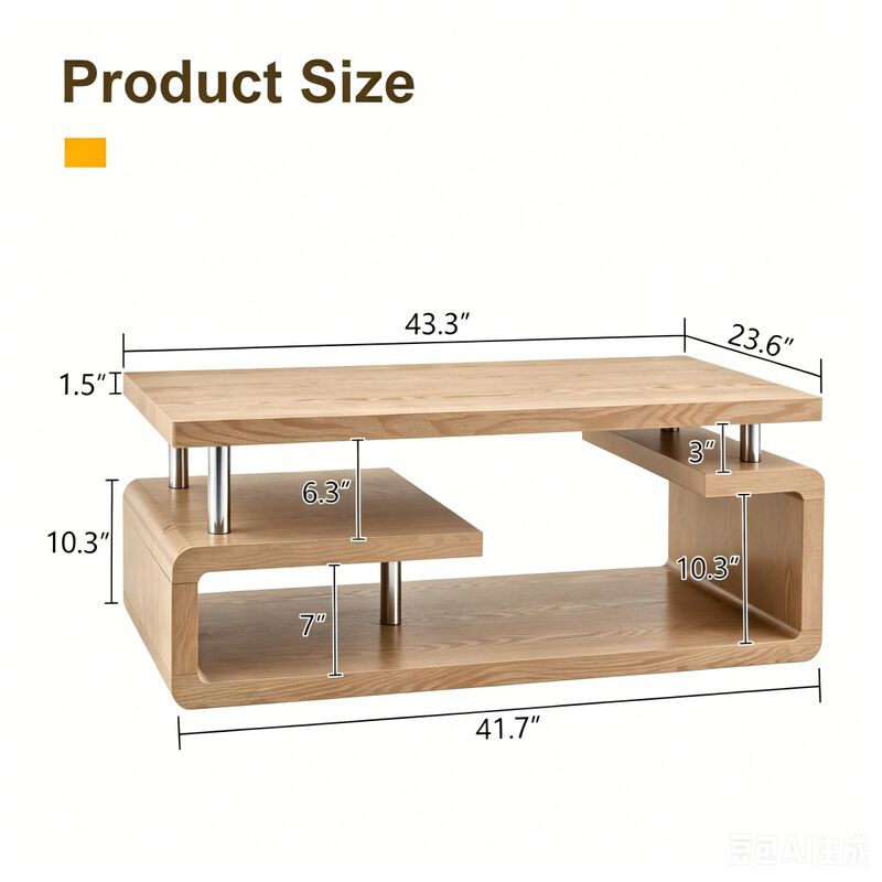 Petcon Three-Tier MDF Coffee Table image number 9
