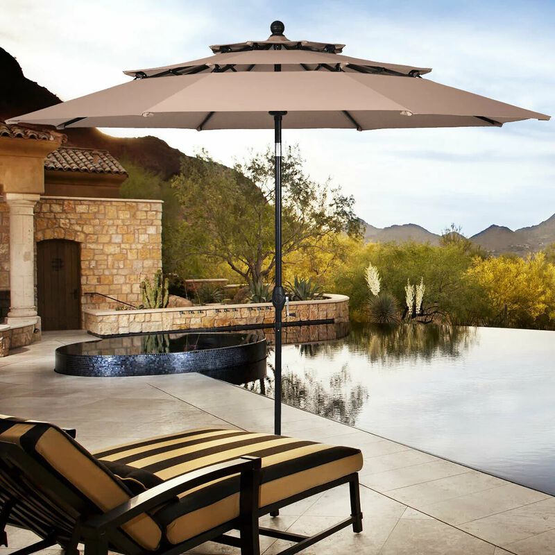 Mondawe 10 Feet 3 Tier Outdoor Patio Umbrella with Double Vented