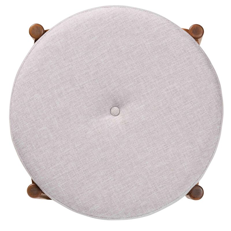 Baxton Studio Iliana Greyish Beige Fabric and Walnut Brown Finished Wood Ottoman Footstool