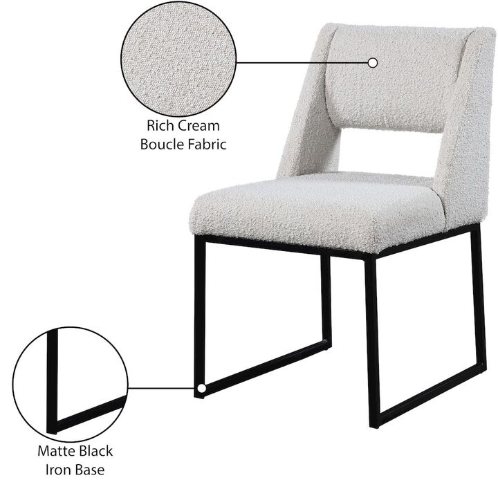 Meridian Furniture Jayce Cream Boucle Fabric Dining Chair, Set of 2