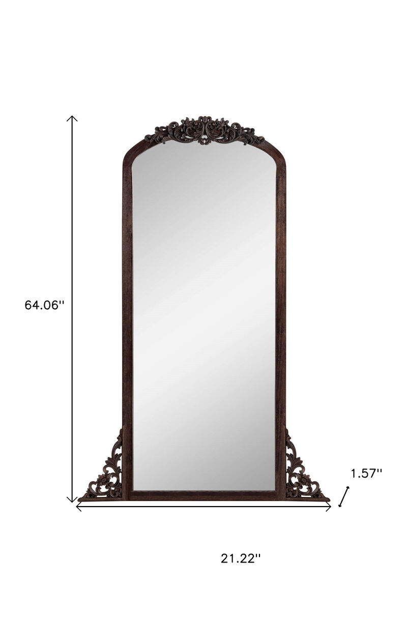 HomeRoots 64" Brown Solid Wood Framed Full Length Mirror image number 4