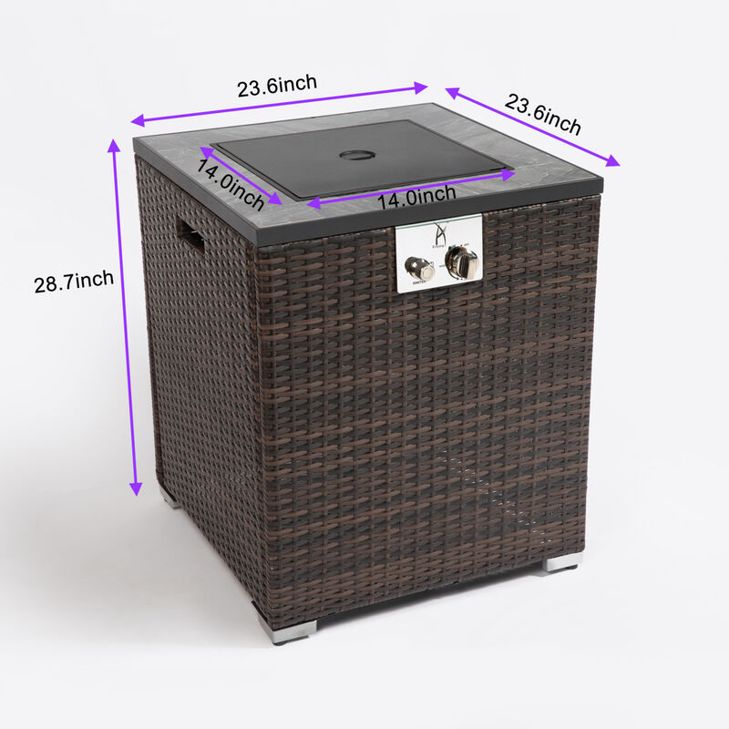 28 inch Outdoor Fire Pit Column, Propane Fire Column for Decor Gas Fire Pit Table Garden Corner Table with Fire