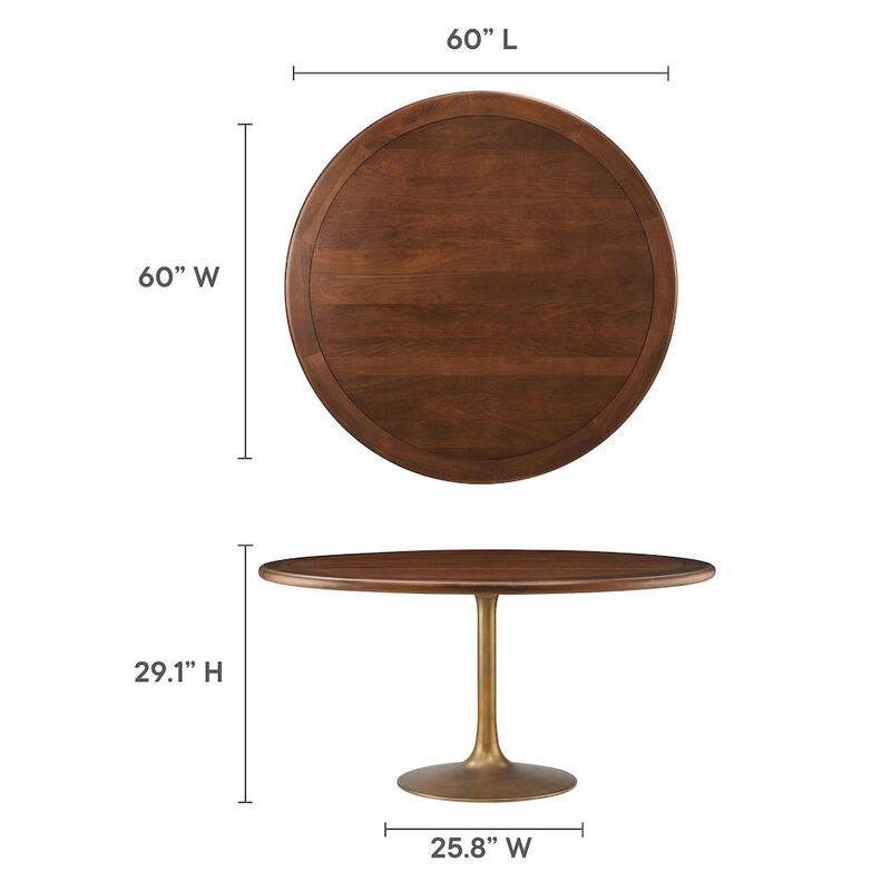 Lippa 60" Round Pedestal Solid Wood Dining Table image number 1