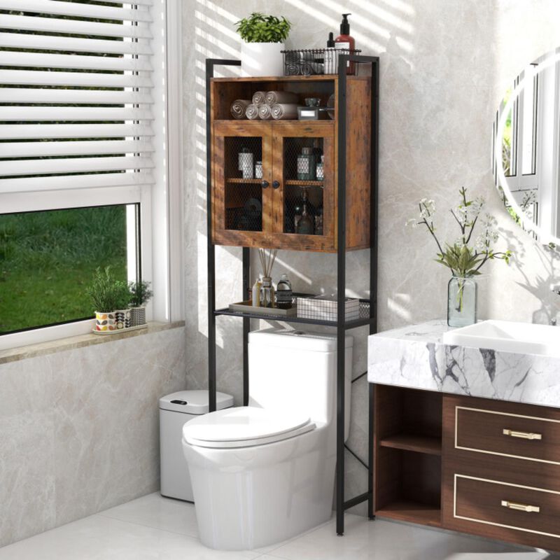 Hivvago Over-The-Toilet Storage Cabinet with Heavy-Duty Metal Frame 2-door Freestanding