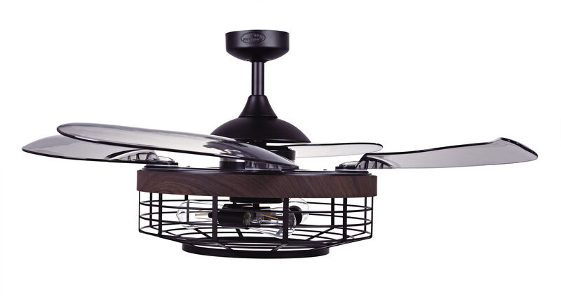 Fanaway Montclair 48" Retractable Blade Ceiling Fan with Light and Remote, Modern Fandelier Ceiling Fan, Patented Design Technology, Stronger Thicker Blades, Black with Koa Trim image number 9