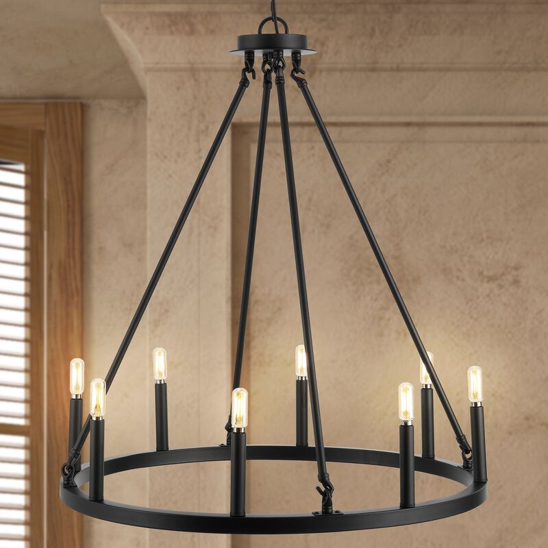 Oberto Ring Iron Rustic Farmhouse LED Chandelier
