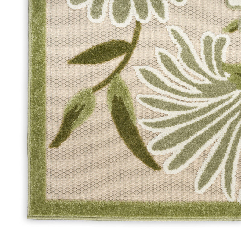HomeRoots 8' Ivory And Green Floral Indoor Outdoor Runner Rug image number 3