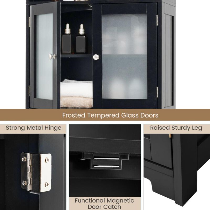 Hivvago 6-Tier Freestanding Bathroom Cabinet with 2 Open Compartments and Adjustable Shelves