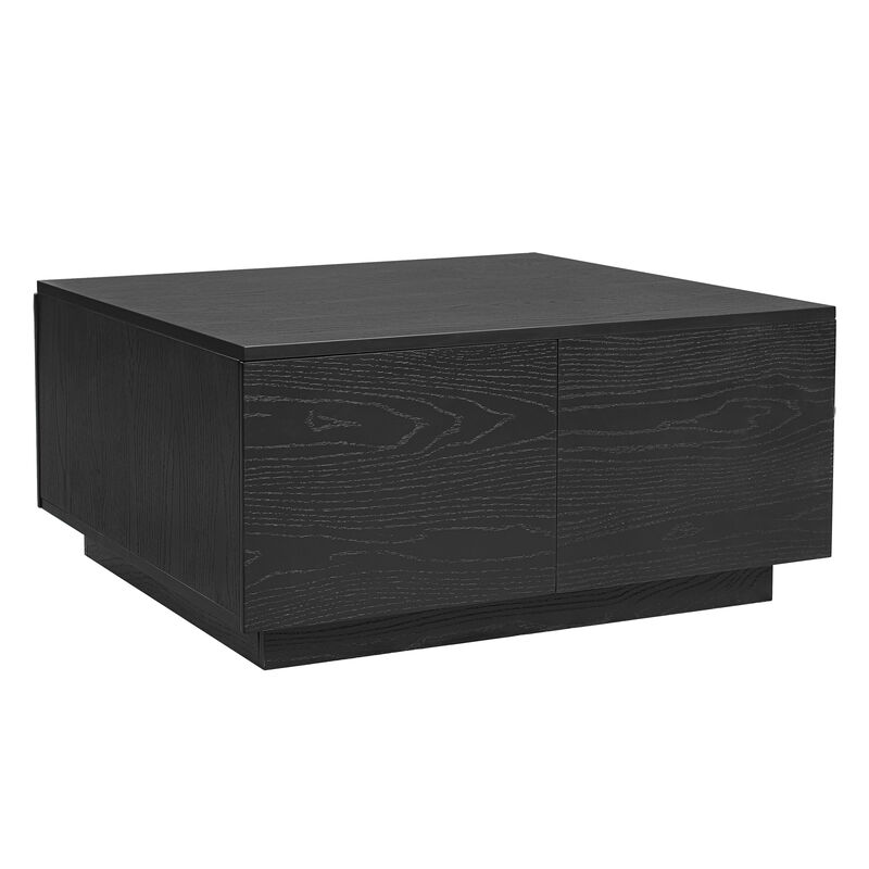 Merax Square Coffee Table with 4 Drawers, Walnut