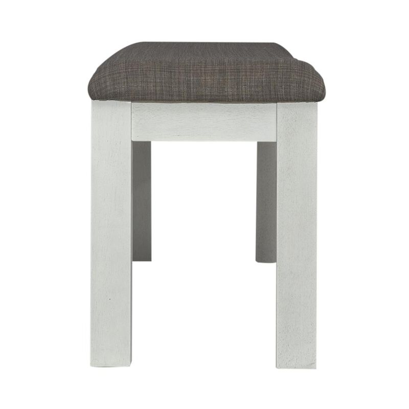 Liberty Furniture Brook Bay Upholstered Dining Bench in Textured White w/ Carbon Gray Top image number 3