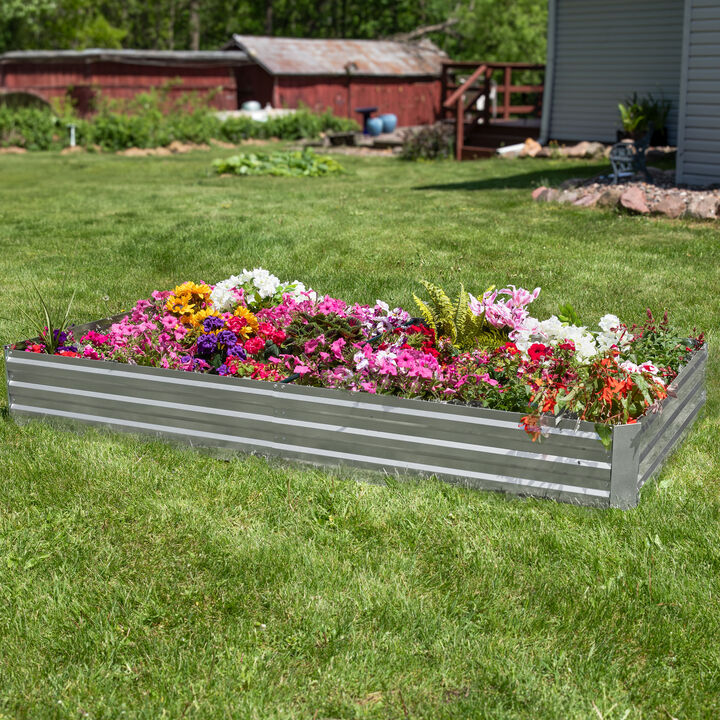 4 x 8 ft Galvanized Steel Rectangle Raised Garden Bed