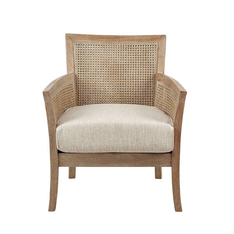 Gracie Mills Damian Loose Seat Cane Armchair with Solid Woods Legs