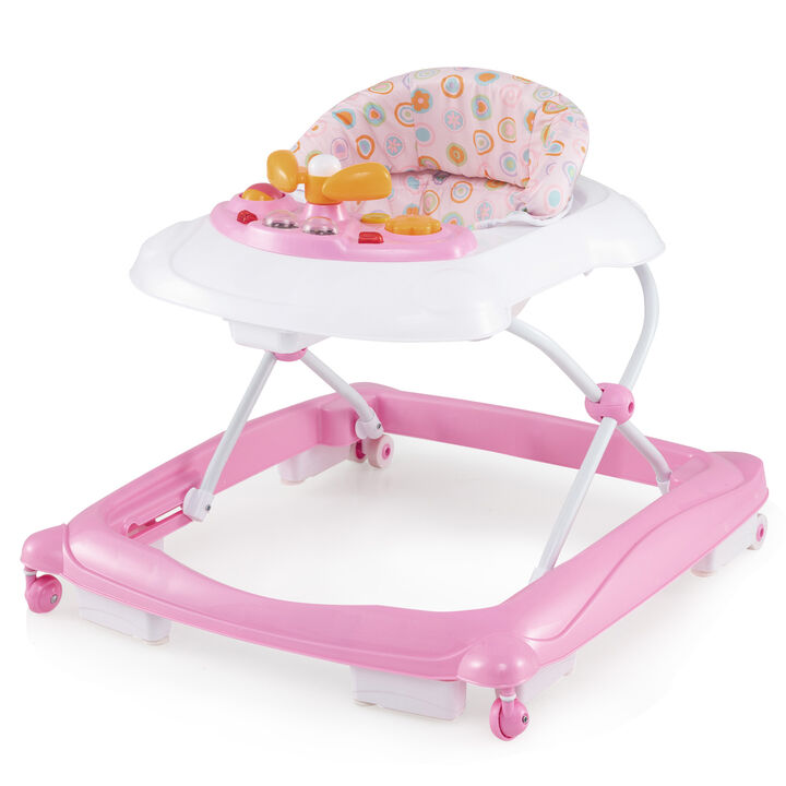 Adjustable Baby Walker with 3 Height Levels and Foldable Padded Seat