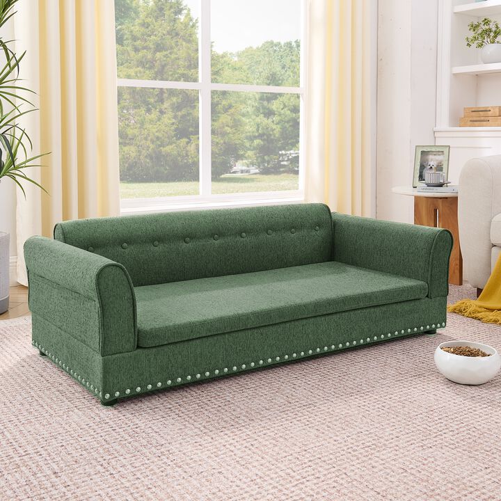 55 Inch Dog Sofa for Medium&Large Dogs, Modern Elevated Dog Sofa Bed with Armrests, Backrest