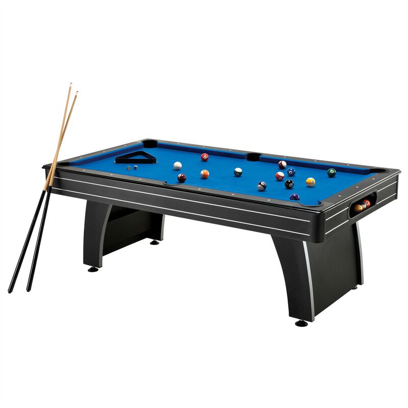 Luxury Pool Table with 2 Cues, Complete Billiard Ball Set, and Classic Green Felt Top